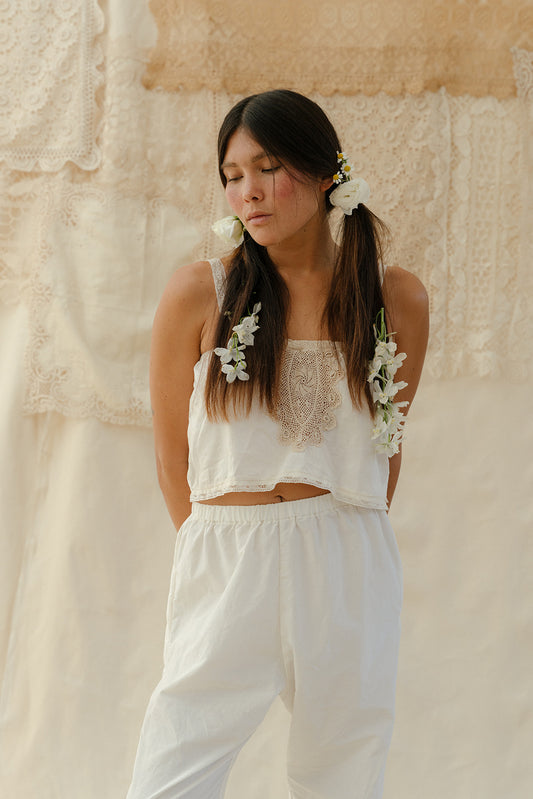 Poet Crop with Vintage Lace