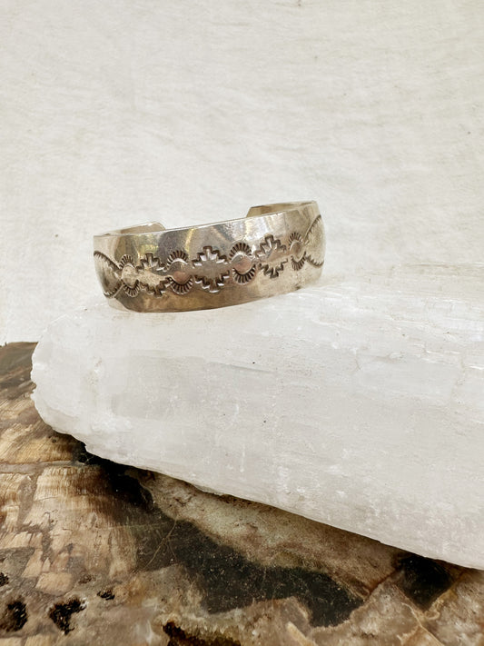 Vintage Etched SS Cuff Bracelet