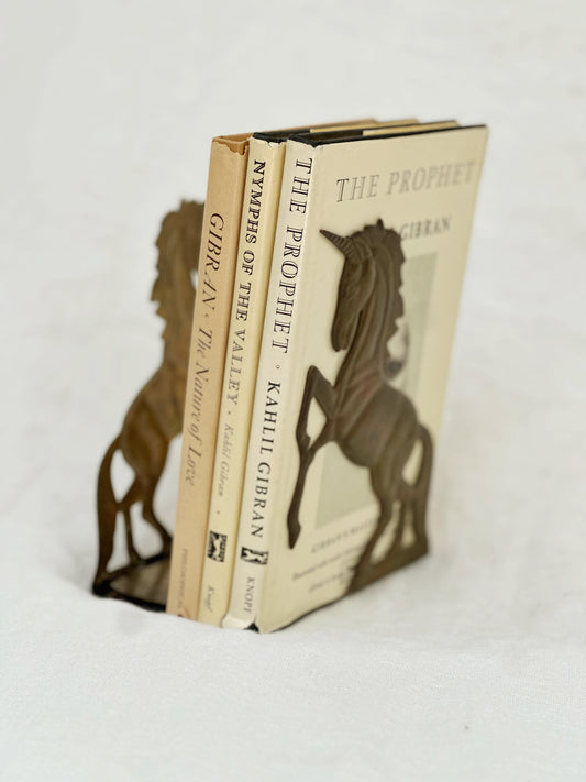 Enchanted Unicorn Brass Bookends