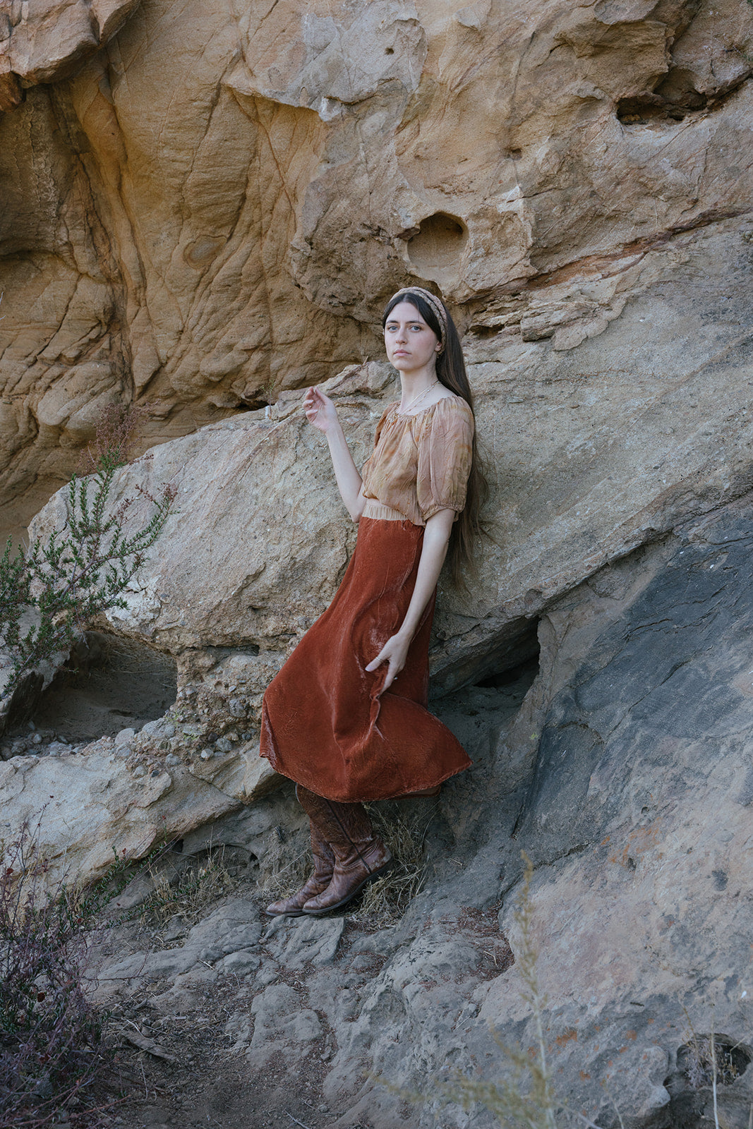 Rust Velvet Classic Skirt