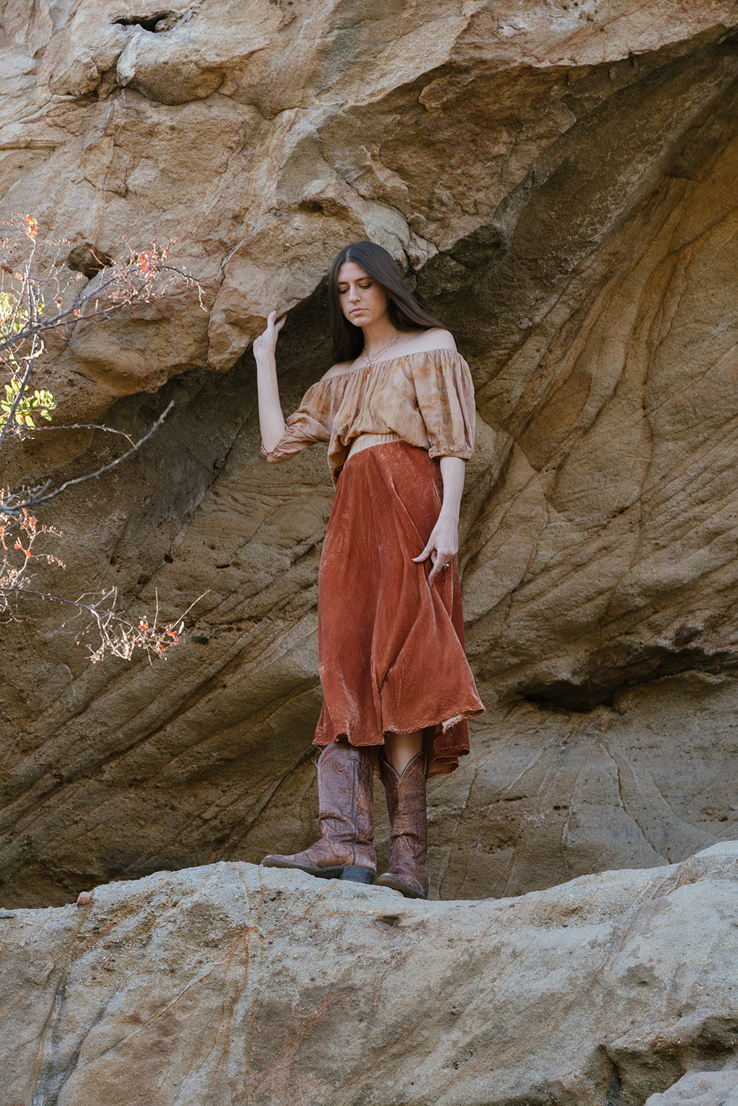 Rust Velvet Classic Skirt