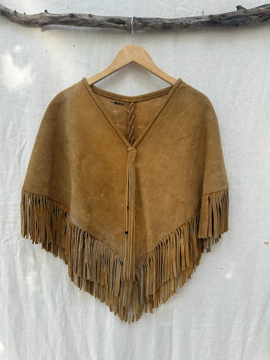 Vintage Suede Fringe  Poncho