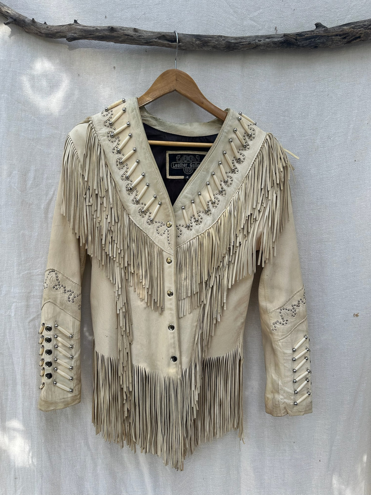 Vintage Ivory Embellished Fringe Jacket