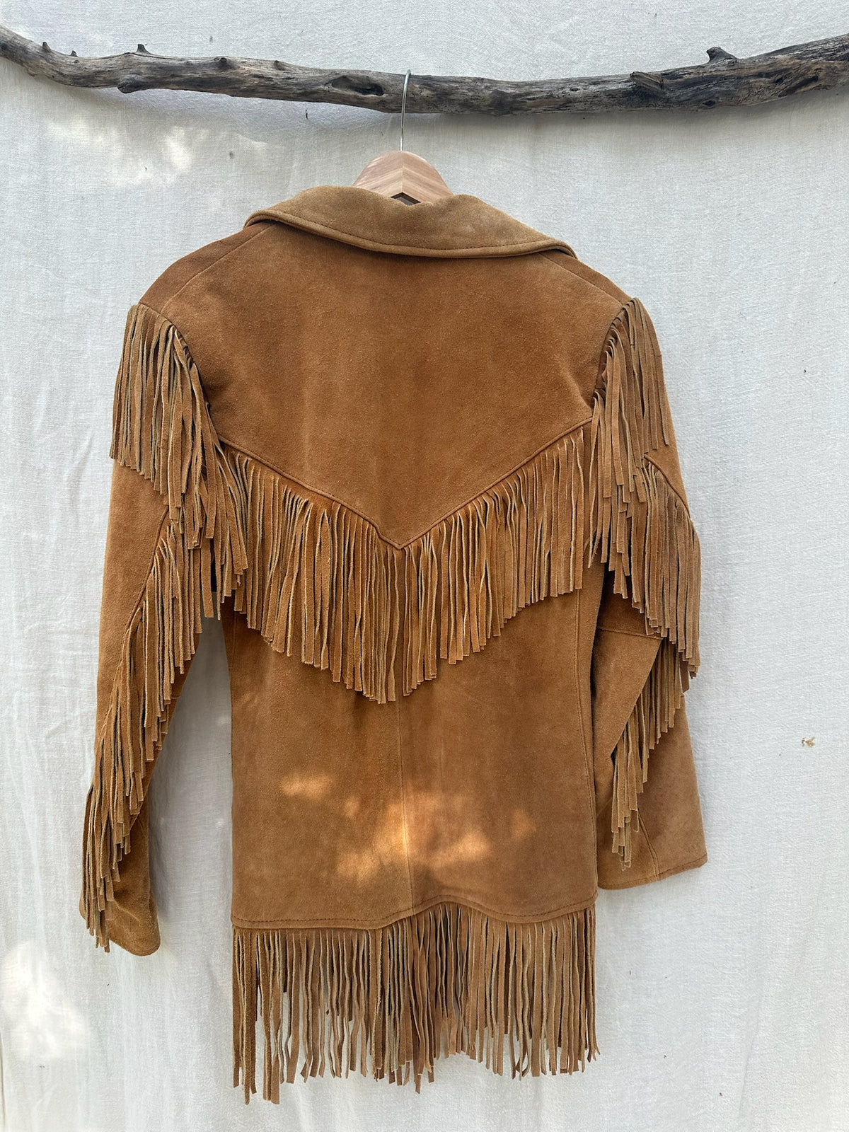 Vintage Cognac Suede Fringe Jacket