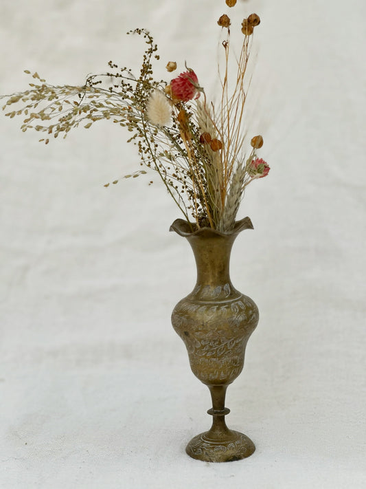 Vintage Brass Floral Vase