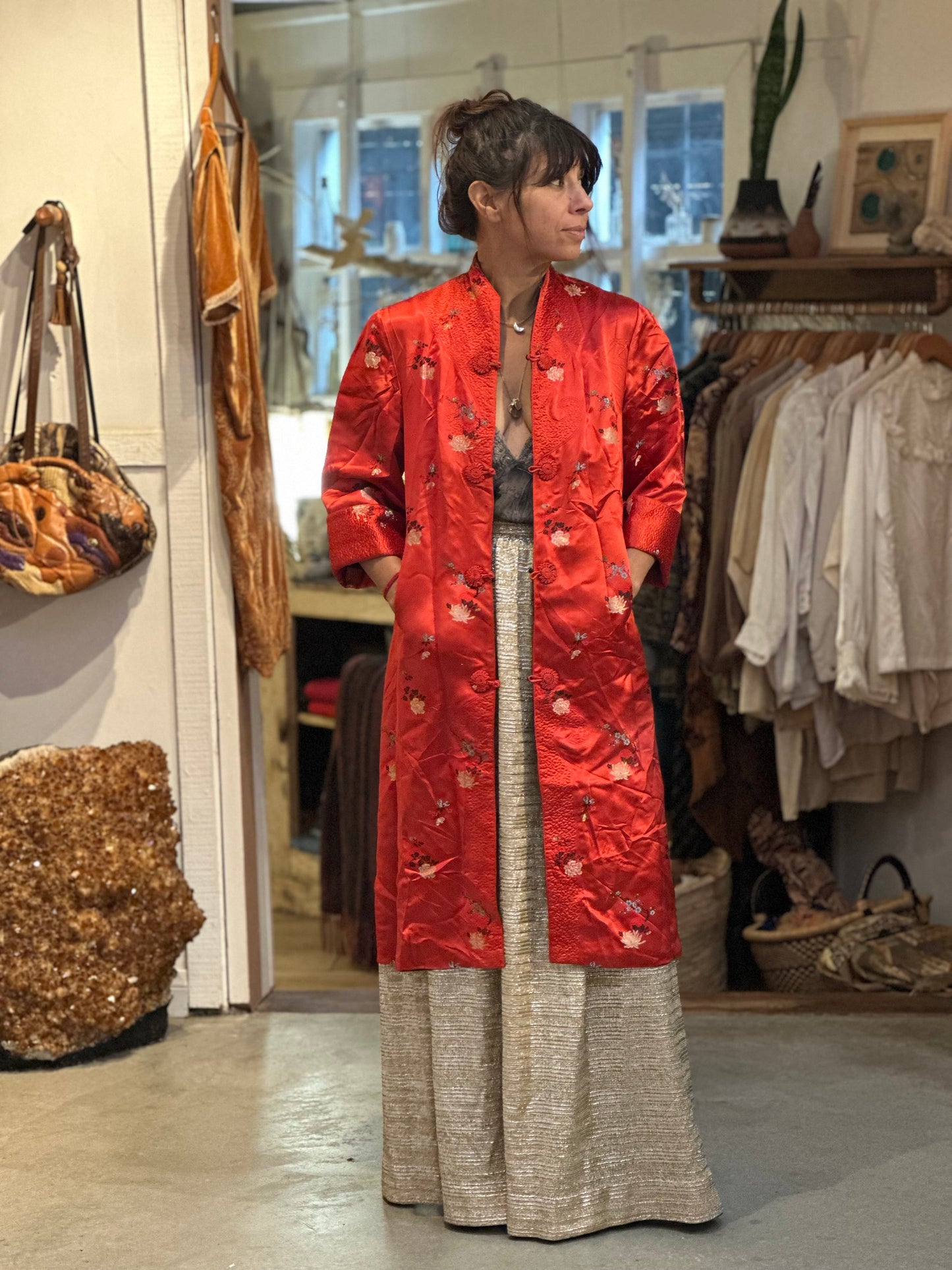 Vintage Reversible Embroidered Silk Coat