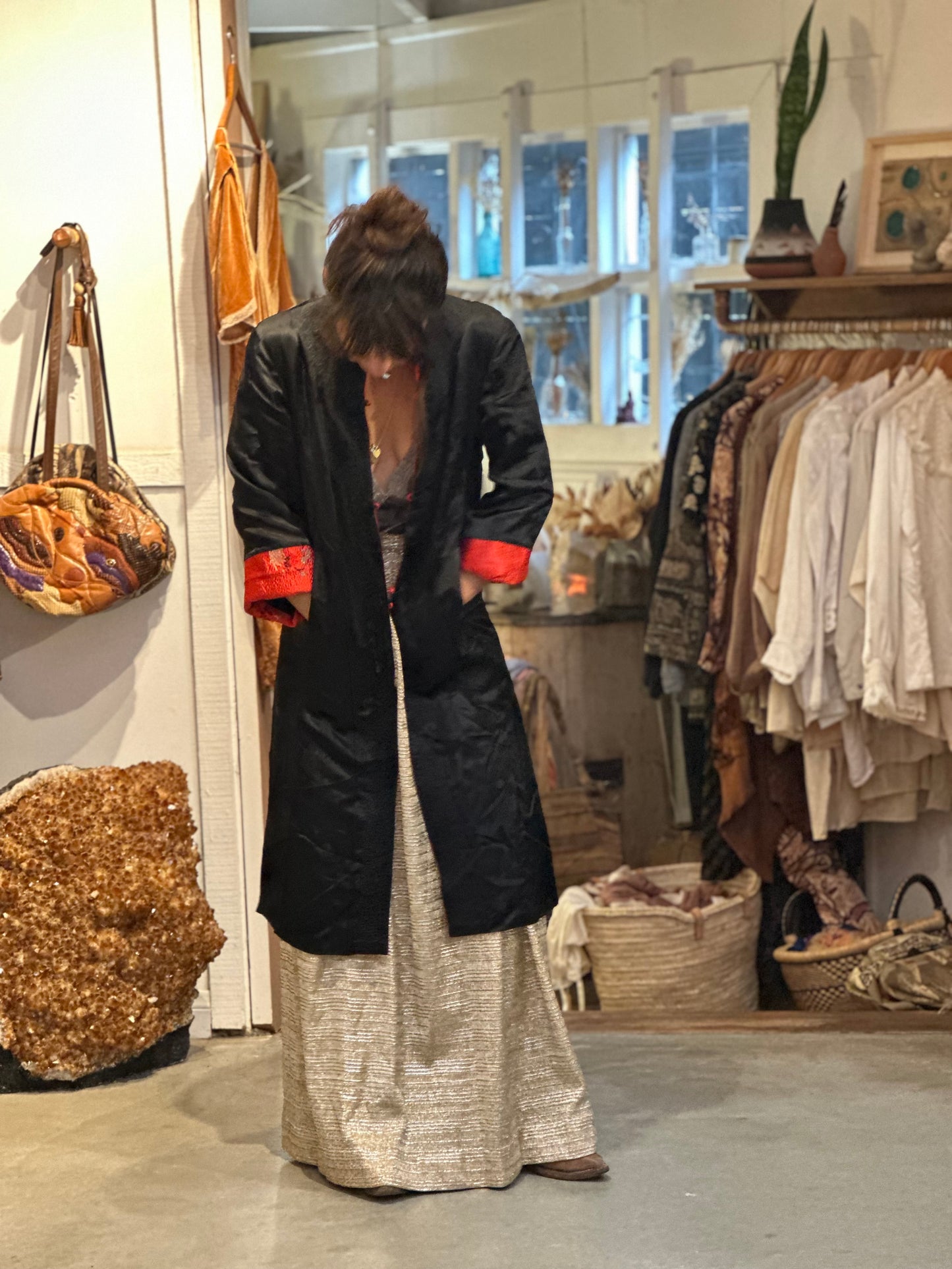 Vintage Reversible Embroidered Silk Coat