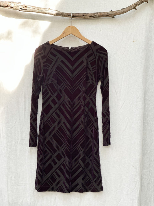 1980s Burnt out Velvet Mini Dress