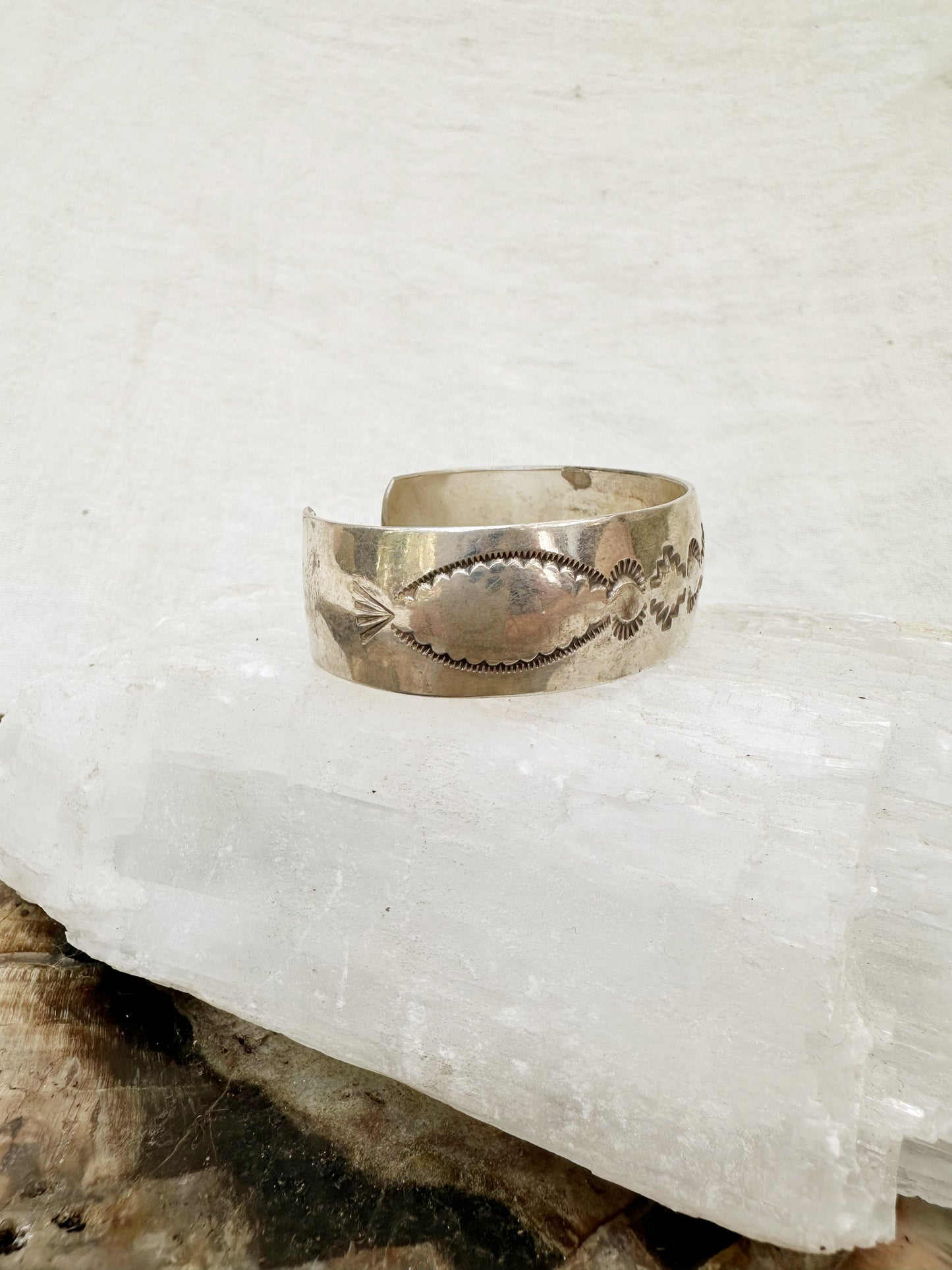Vintage Etched SS Cuff Bracelet