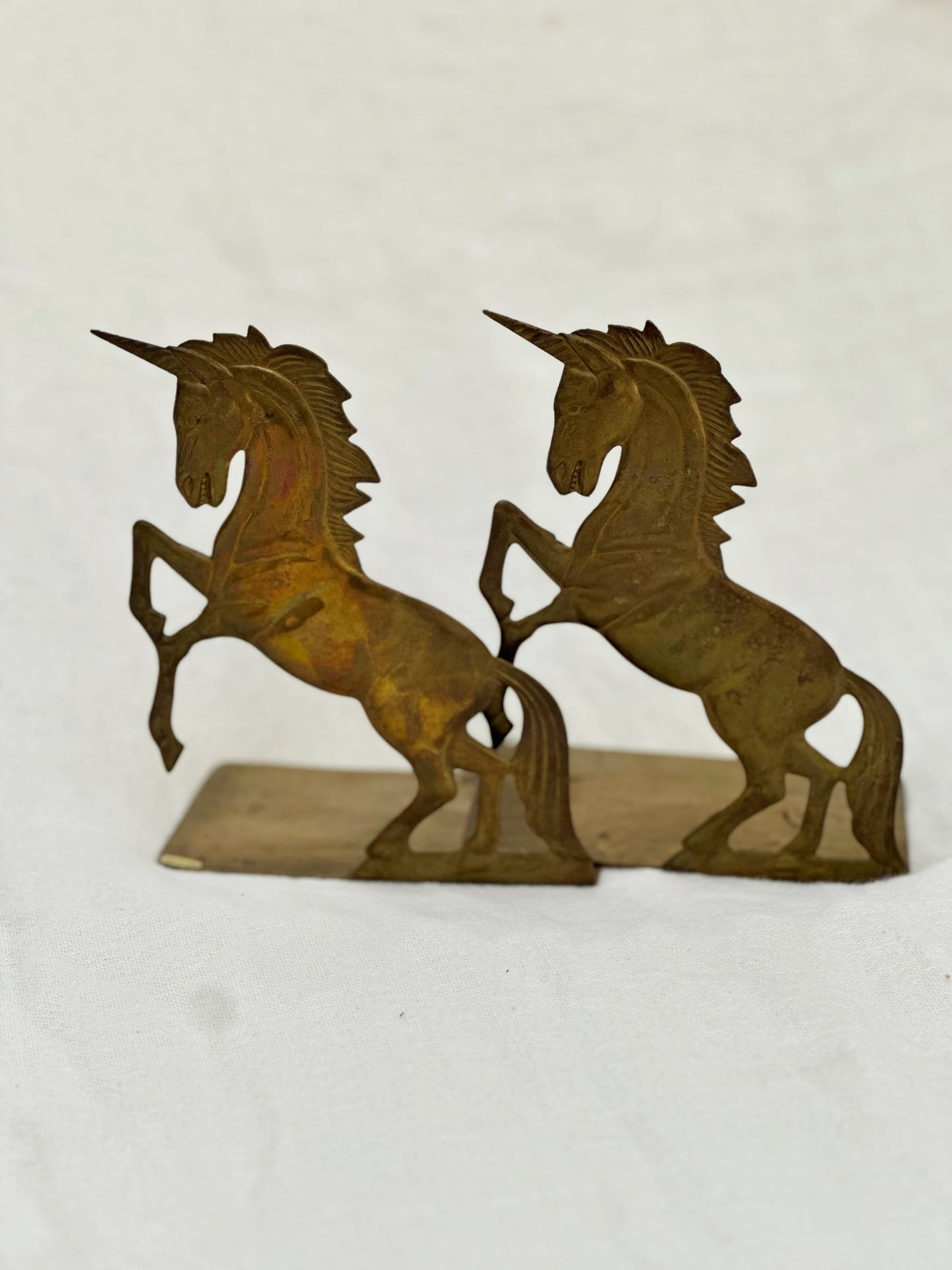 Enchanted Unicorn Brass Bookends